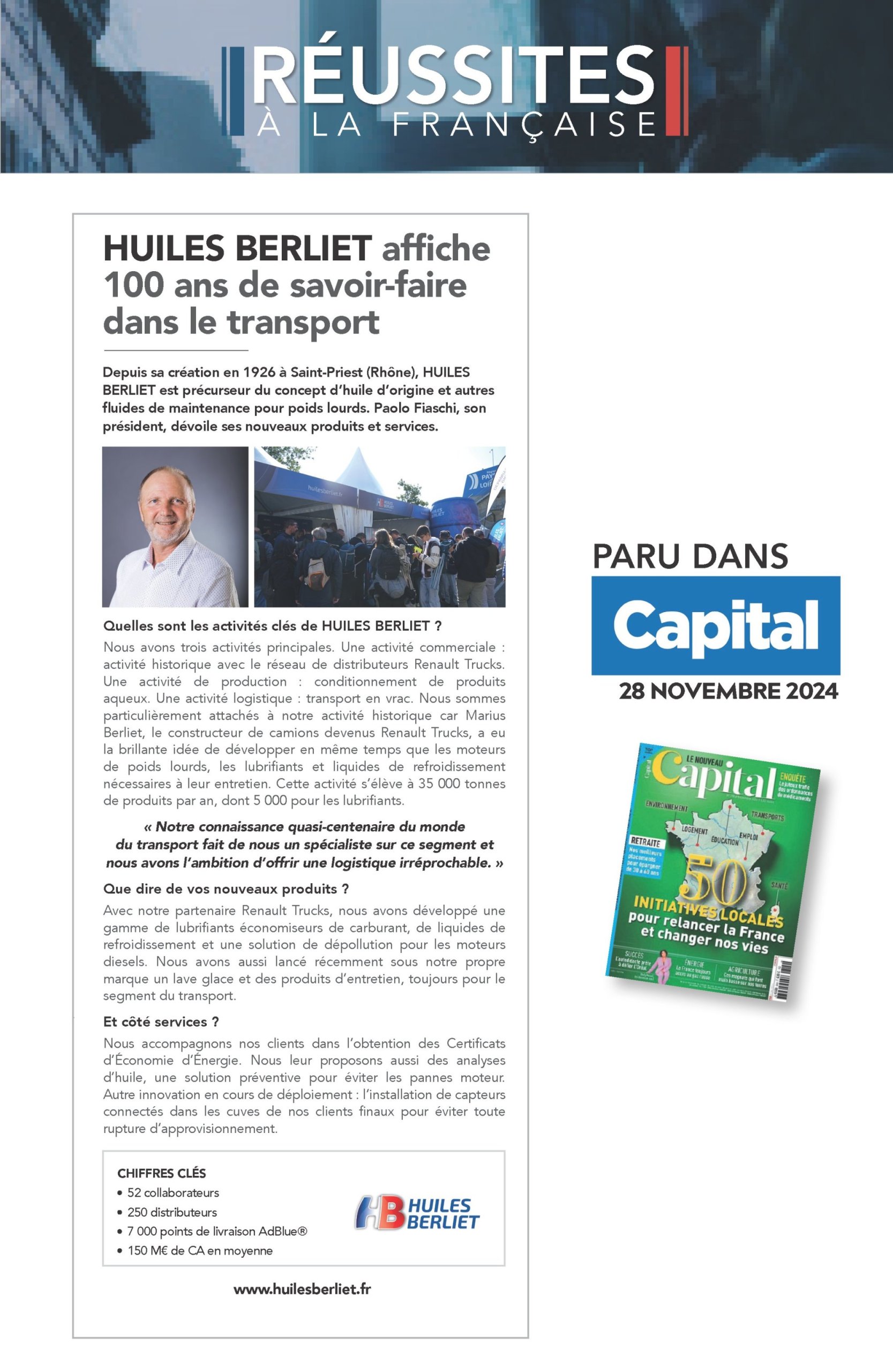 HUILES BERLIET dans le magazine Capital