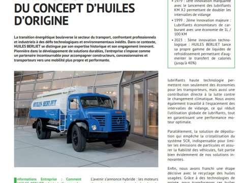 HUILES BERLIET : entre transport durable et innovations